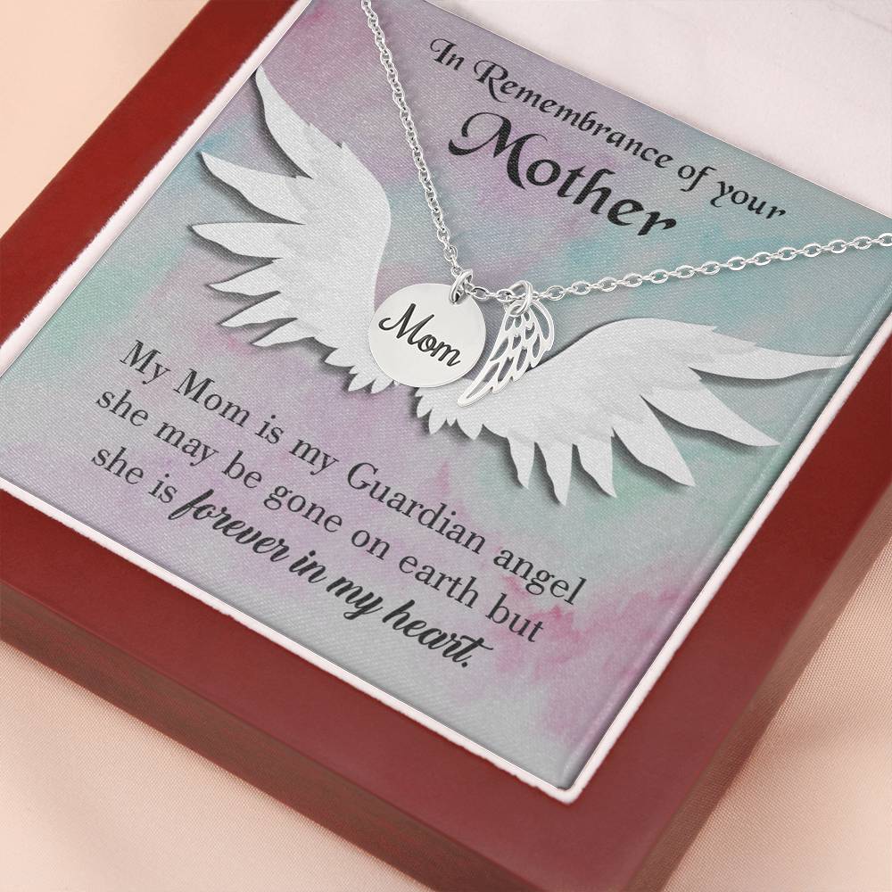 Mommy Guardian Angel Mom Remembrance Necklace Angel Wing Charm, Stainless Steel 18-22'' Chain-Express Your Love Gifts