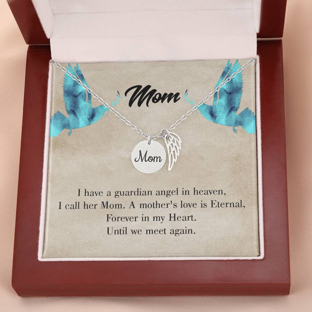 Mother'S Love Is Eternal Mom Remembrance Necklace Angel Wing Charm, Stainless Steel 18-22'' Chain-Express Your Love Gifts