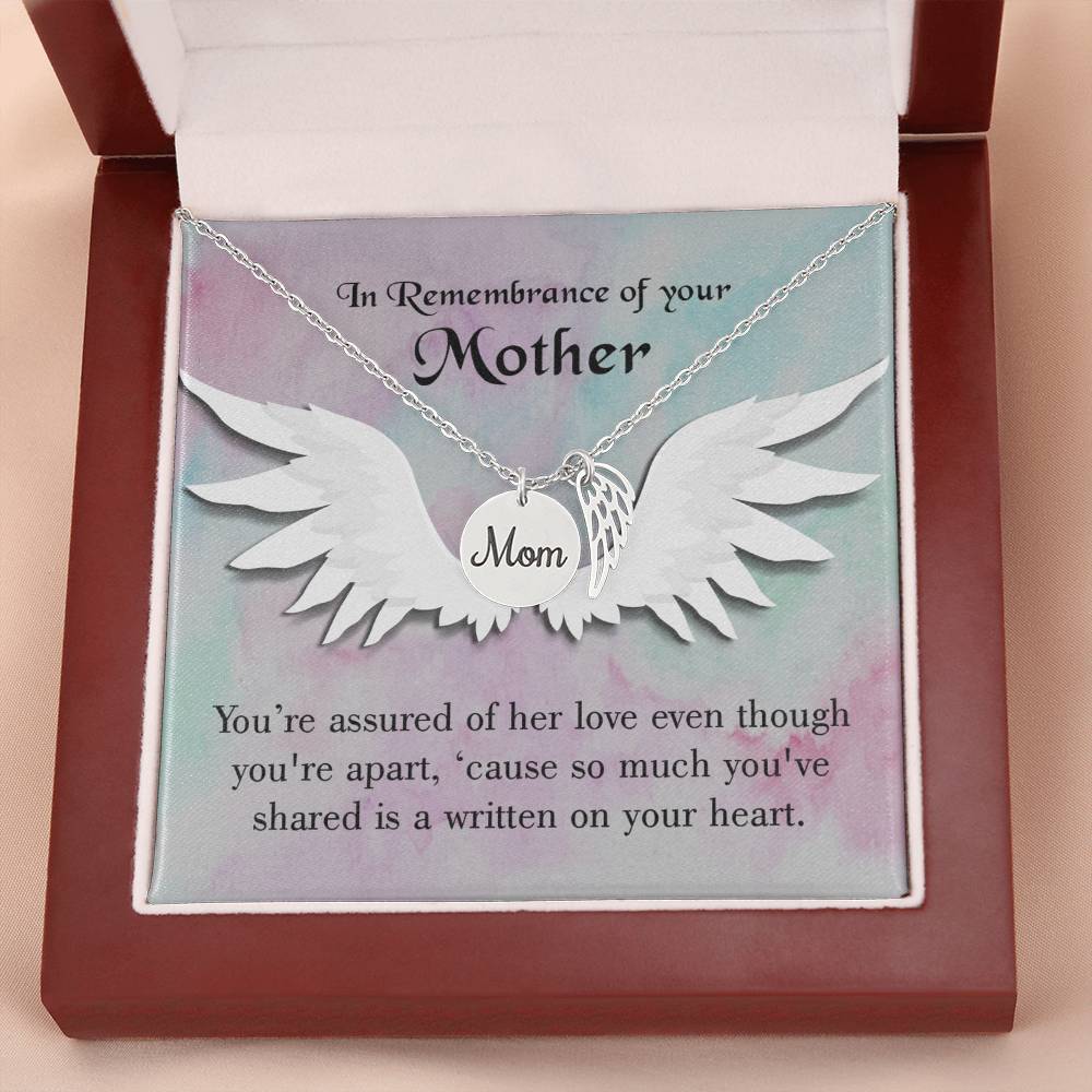 We Are Apart Mom Remembrance Necklace Angel Wing Charm, Stainless Steel 18-22'' Chain-Express Your Love Gifts