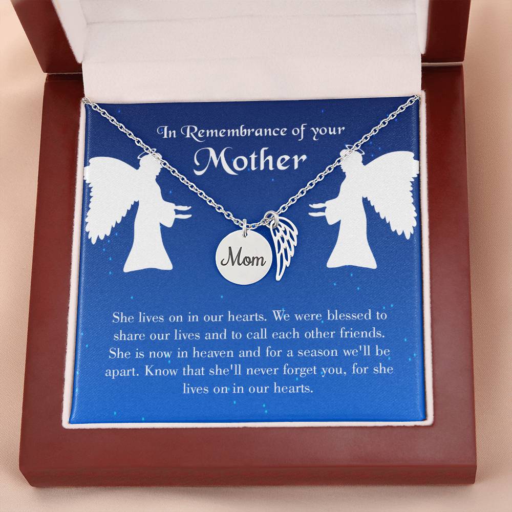 Shared Life Mom Remembrance Necklace Angel Wing Charm, Stainless Steel 18-22'' Chain-Express Your Love Gifts