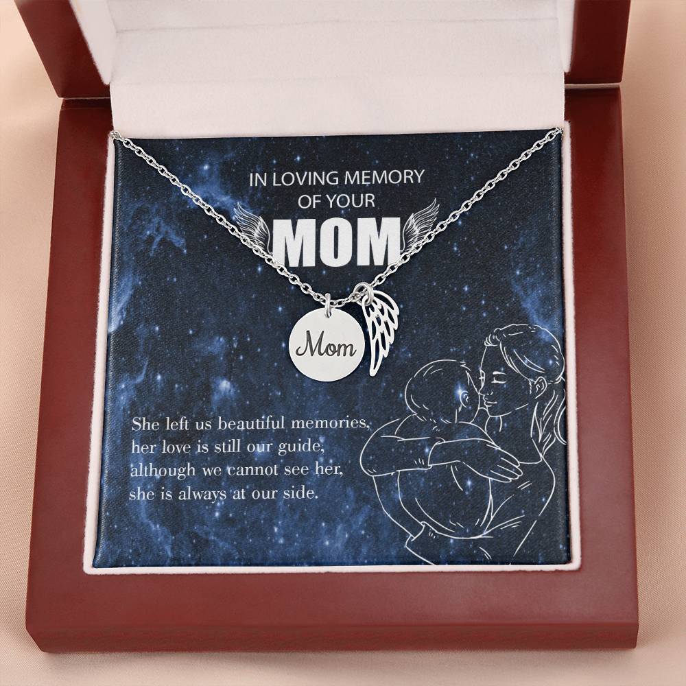 Mom'S Love Our Guide Mom Remembrance Necklace Angel Wing Charm, Stainless Steel 18-22'' Chain-Express Your Love Gifts