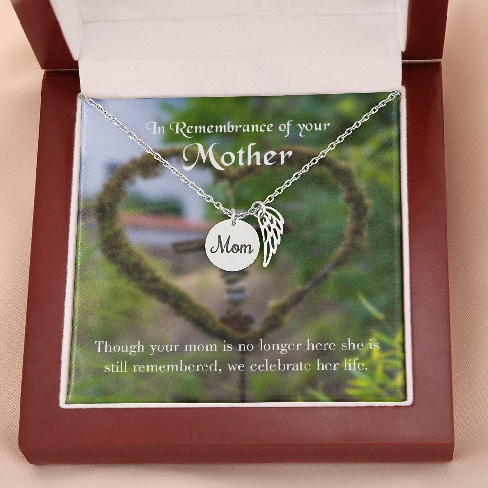 Mom No Longer Here Mom Remembrance Necklace Angel Wing Charm, Stainless Steel 18-22'' Chain-Express Your Love Gifts