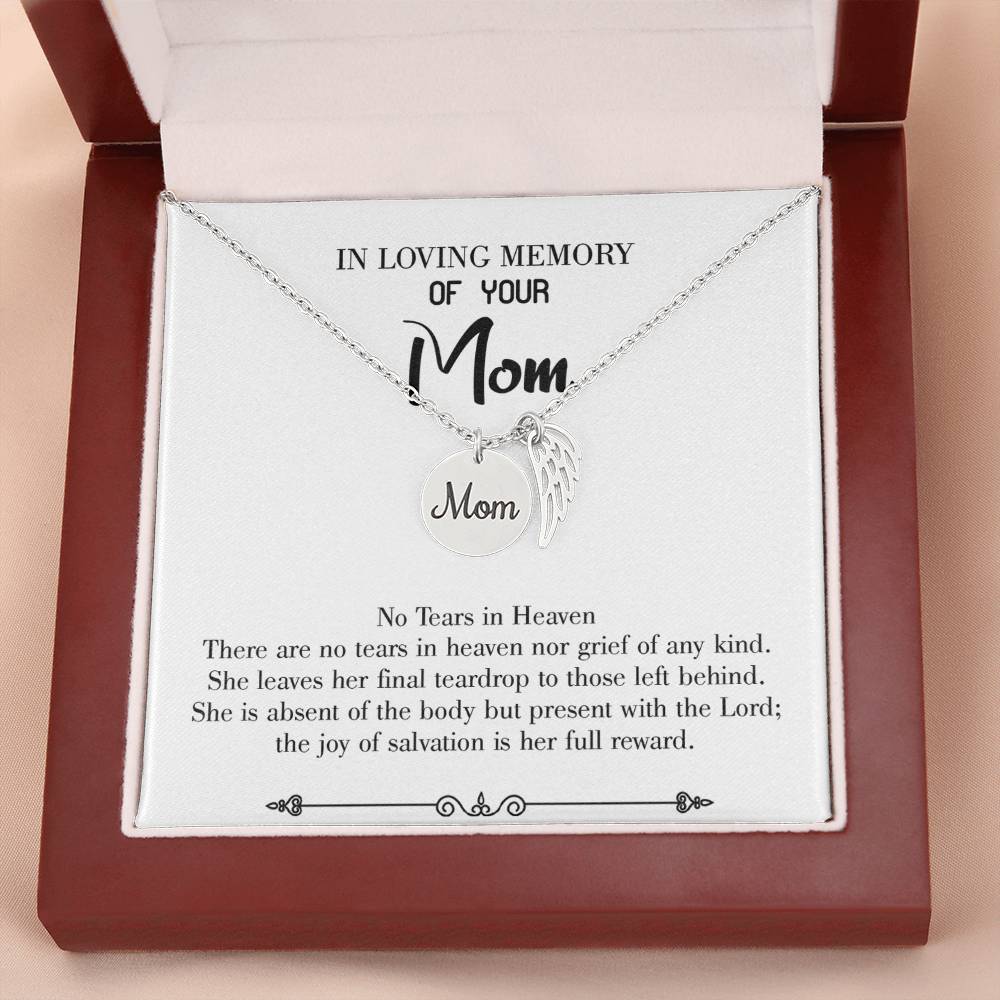 Tears In Heaven Mom Remembrance Necklace Angel Wing Charm, Stainless Steel 18-22'' Chain-Express Your Love Gifts