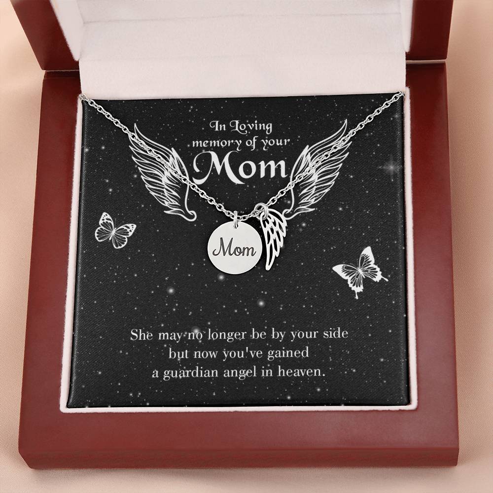 Guardian Angel Mom Remembrance Necklace Angel Wing Charm, Stainless Steel 18-22'' Chain-Express Your Love Gifts