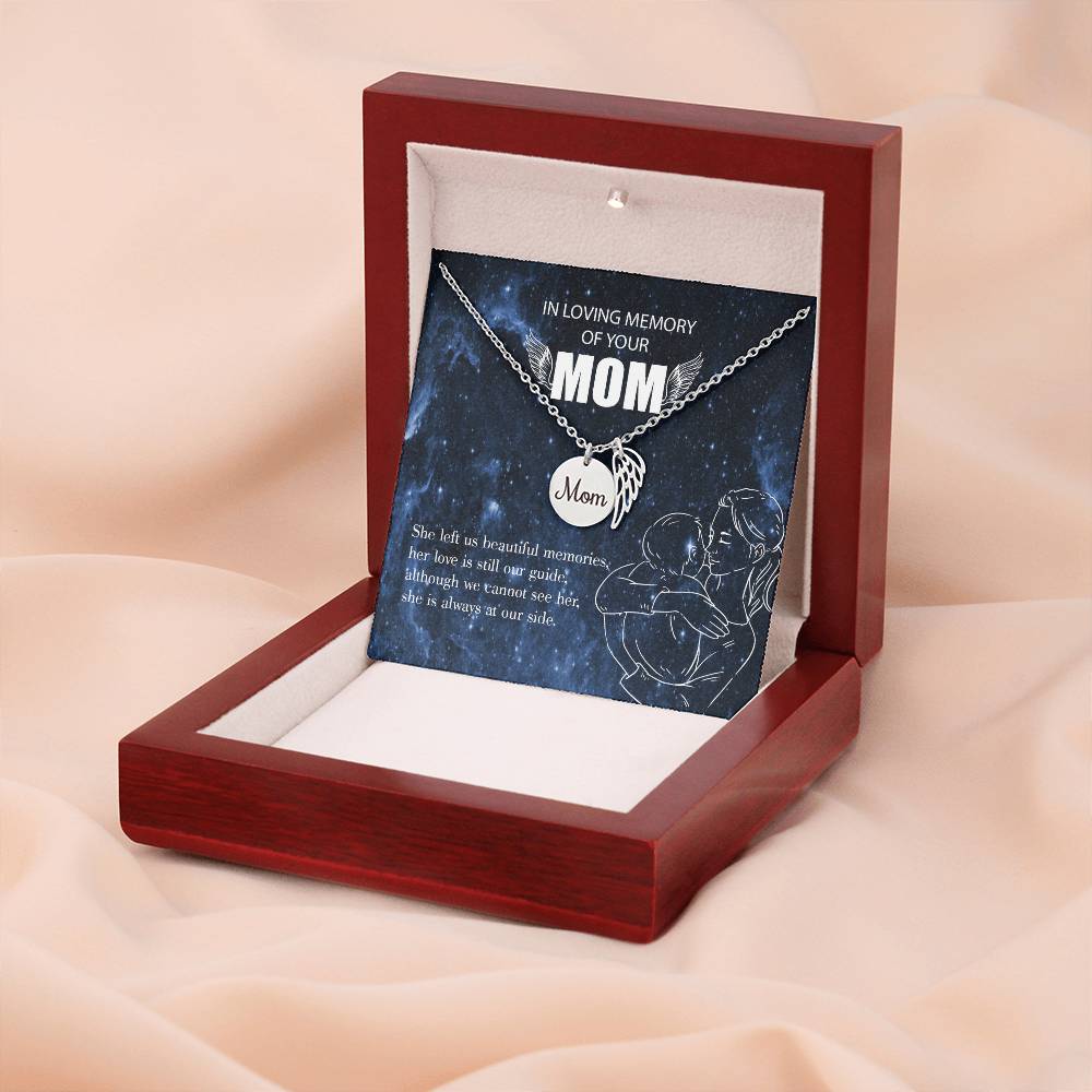 Mom'S Love Our Guide Mom Remembrance Necklace Angel Wing Charm, Stainless Steel 18-22'' Chain-Express Your Love Gifts