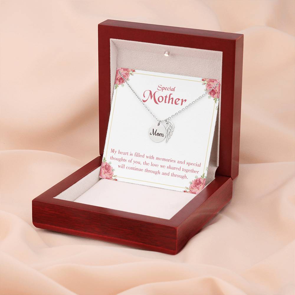 Special Mother Mom Remembrance Necklace Angel Wing Charm, Stainless Steel 18-22'' Chain-Express Your Love Gifts