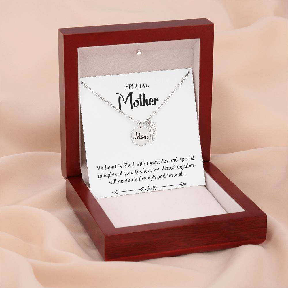 Special Mother White Mom Remembrance Necklace Angel Wing Charm, Stainless Steel 18-22'' Chain-Express Your Love Gifts