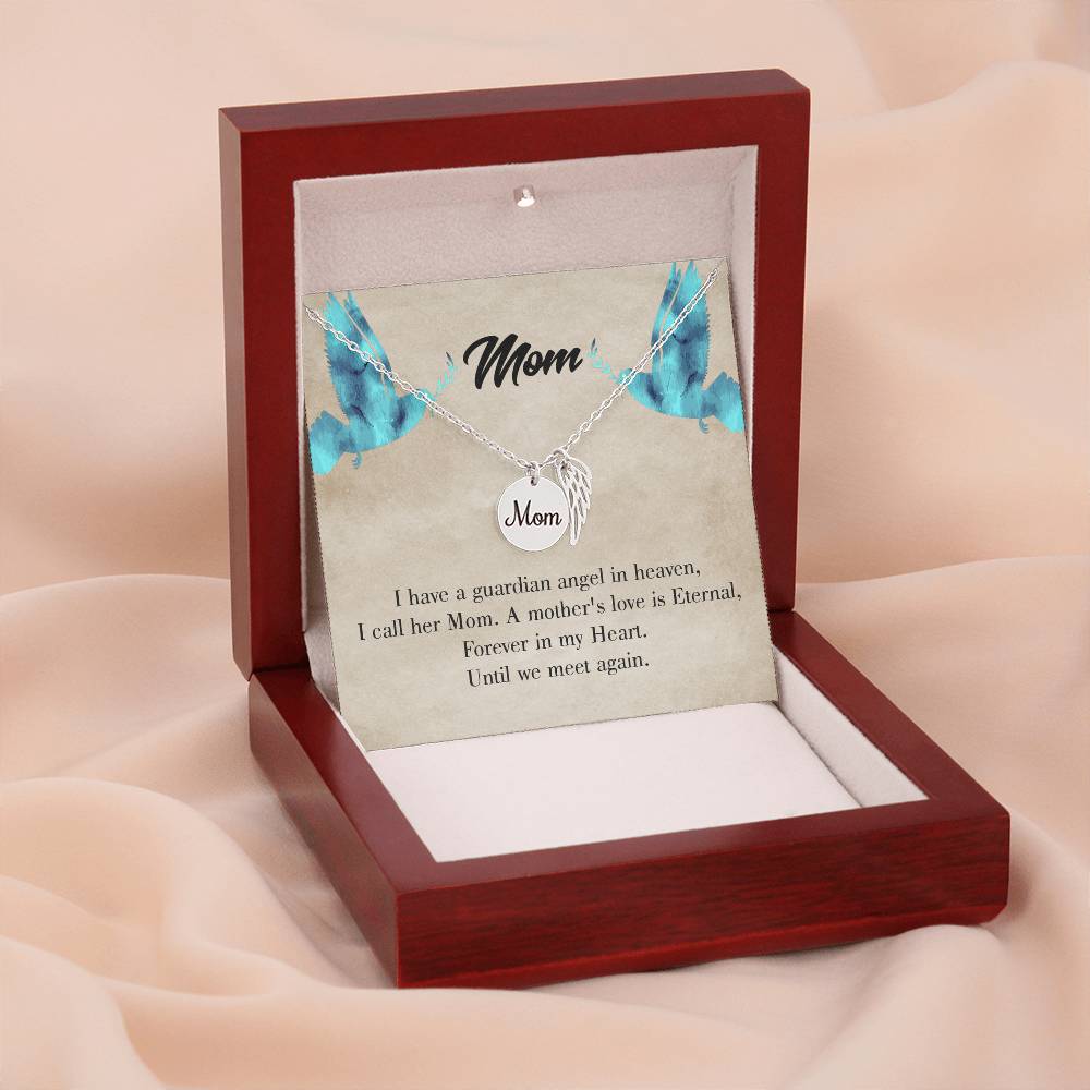 Mother'S Love Is Eternal Mom Remembrance Necklace Angel Wing Charm, Stainless Steel 18-22'' Chain-Express Your Love Gifts