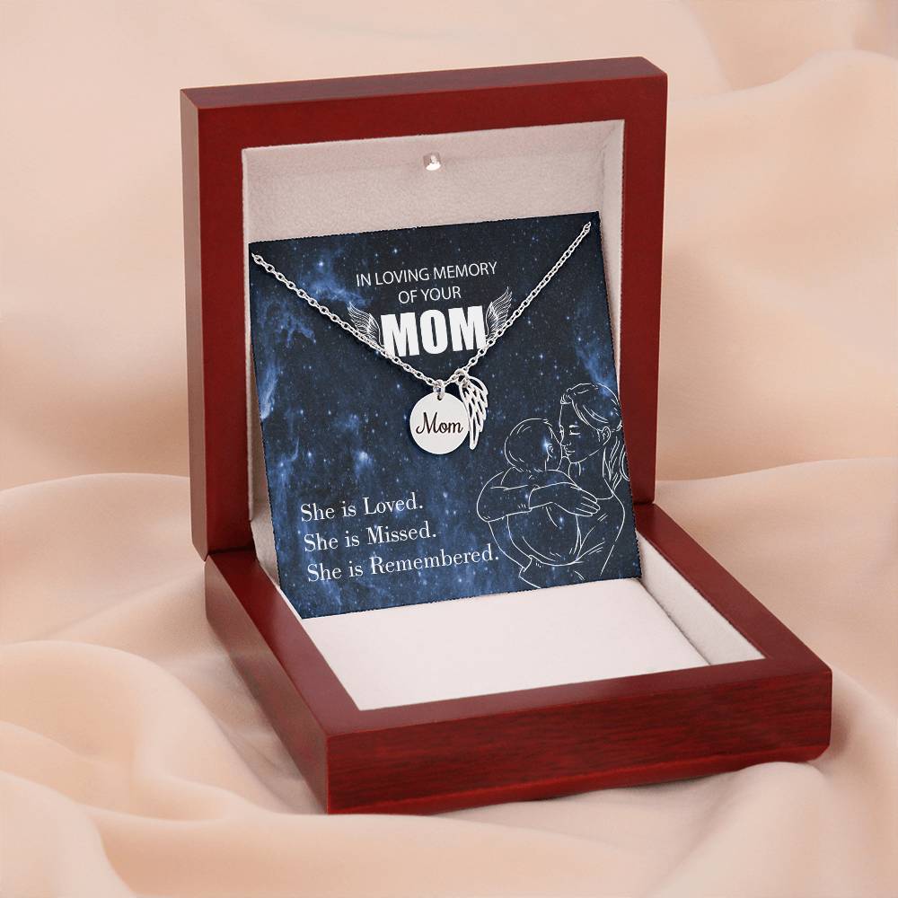 You Are Loved Mom Remembrance Necklace Angel Wing Charm, Stainless Steel 18-22'' Chain-Express Your Love Gifts