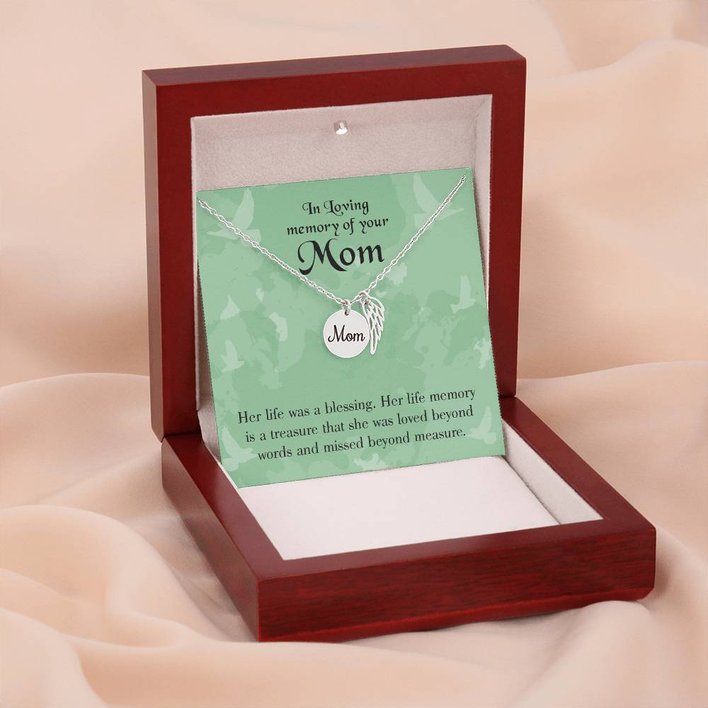 Mom'S Life A Blessing Mom Remembrance Necklace Angel Wing Charm, Stainless Steel 18-22'' Chain-Express Your Love Gifts