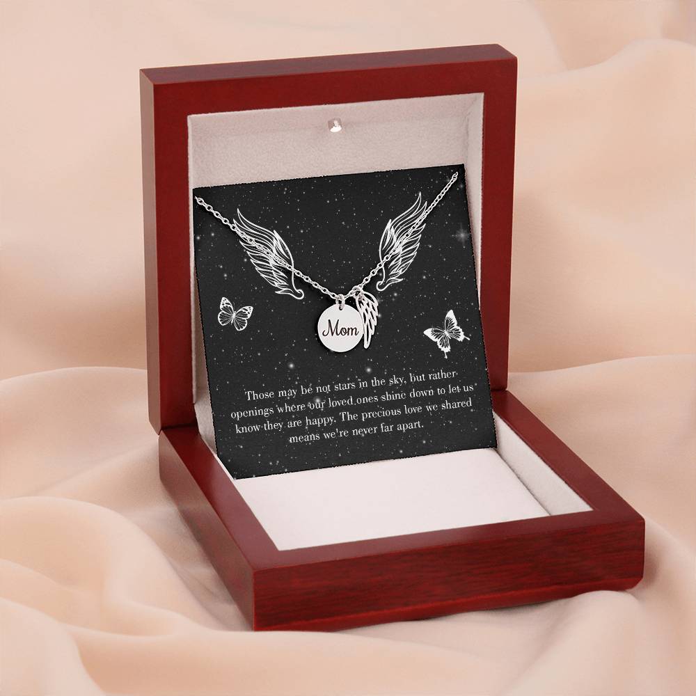 Stars In The Sky Mom Remembrance Necklace Angel Wing Charm, Stainless Steel 18-22'' Chain-Express Your Love Gifts