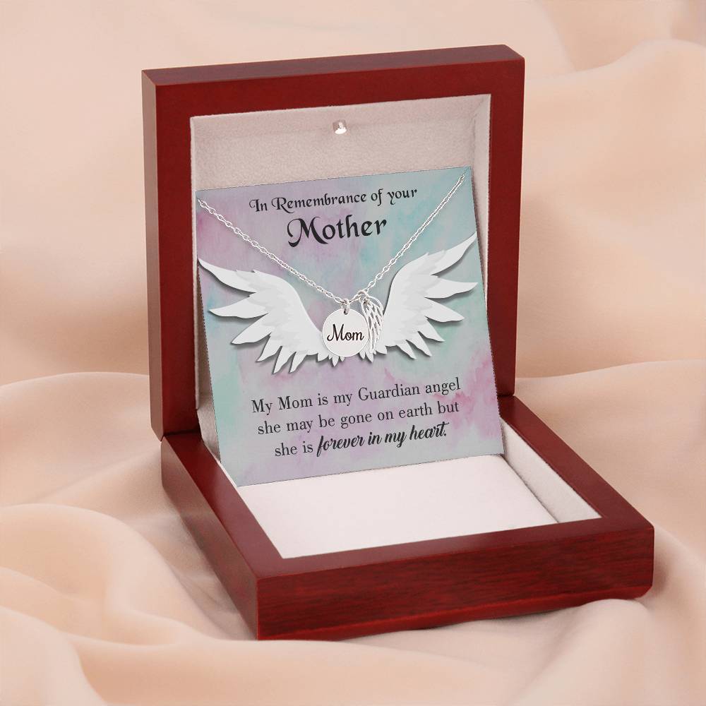 Mommy Guardian Angel Mom Remembrance Necklace Angel Wing Charm, Stainless Steel 18-22'' Chain-Express Your Love Gifts