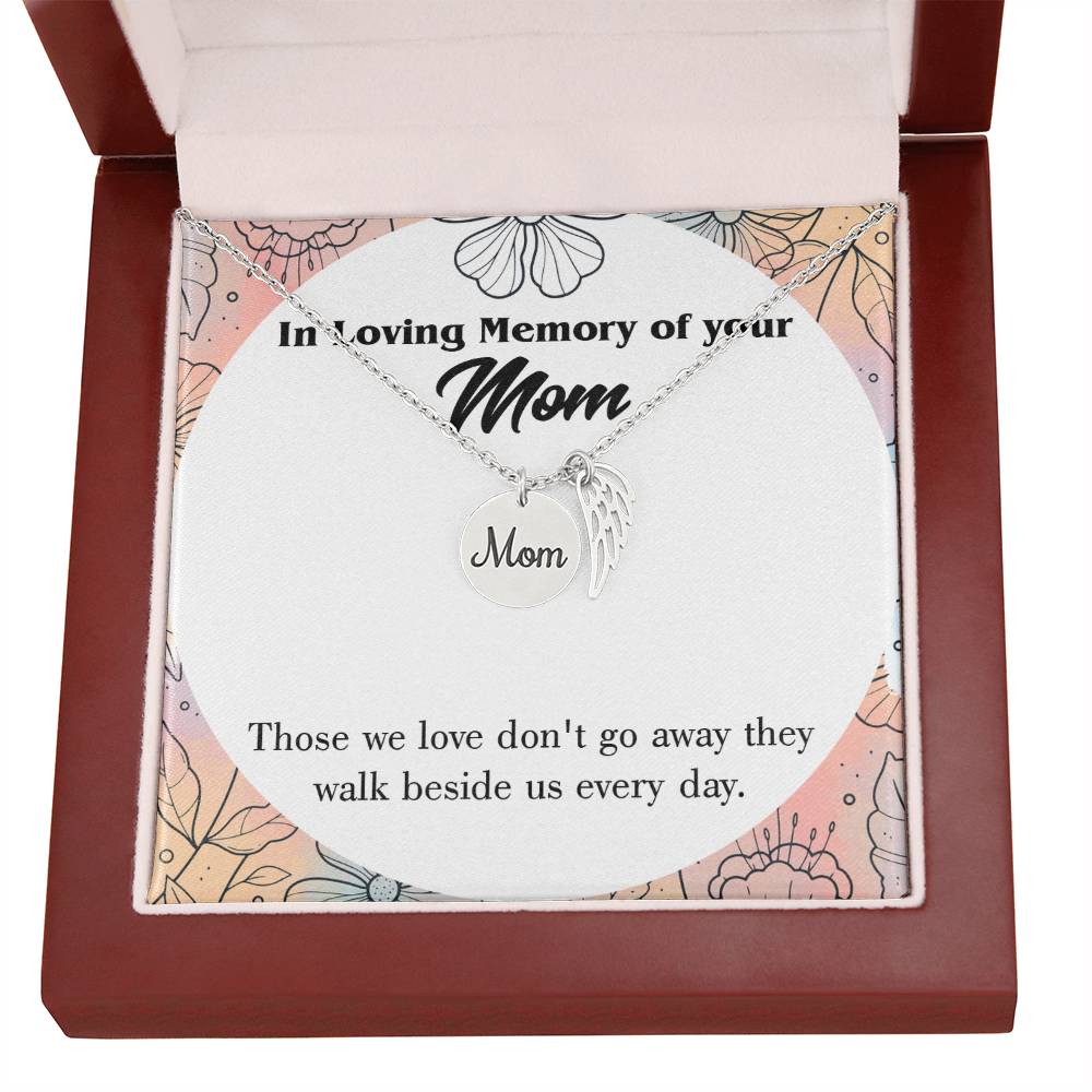 Those We Love Mom Remembrance Necklace Angel Wing Charm, Stainless Steel 18-22'' Chain-Express Your Love Gifts