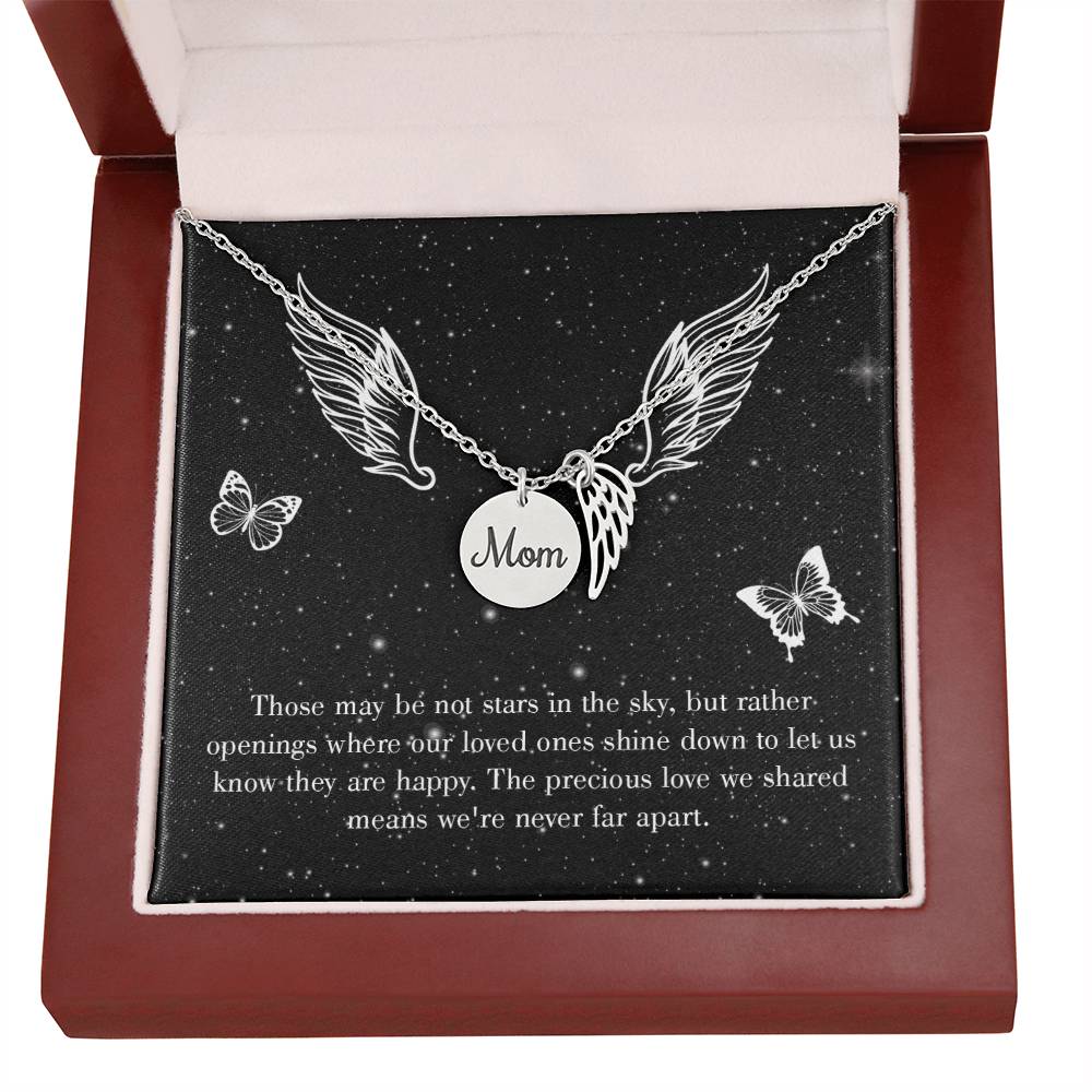 Stars In The Sky Mom Remembrance Necklace Angel Wing Charm, Stainless Steel 18-22'' Chain-Express Your Love Gifts