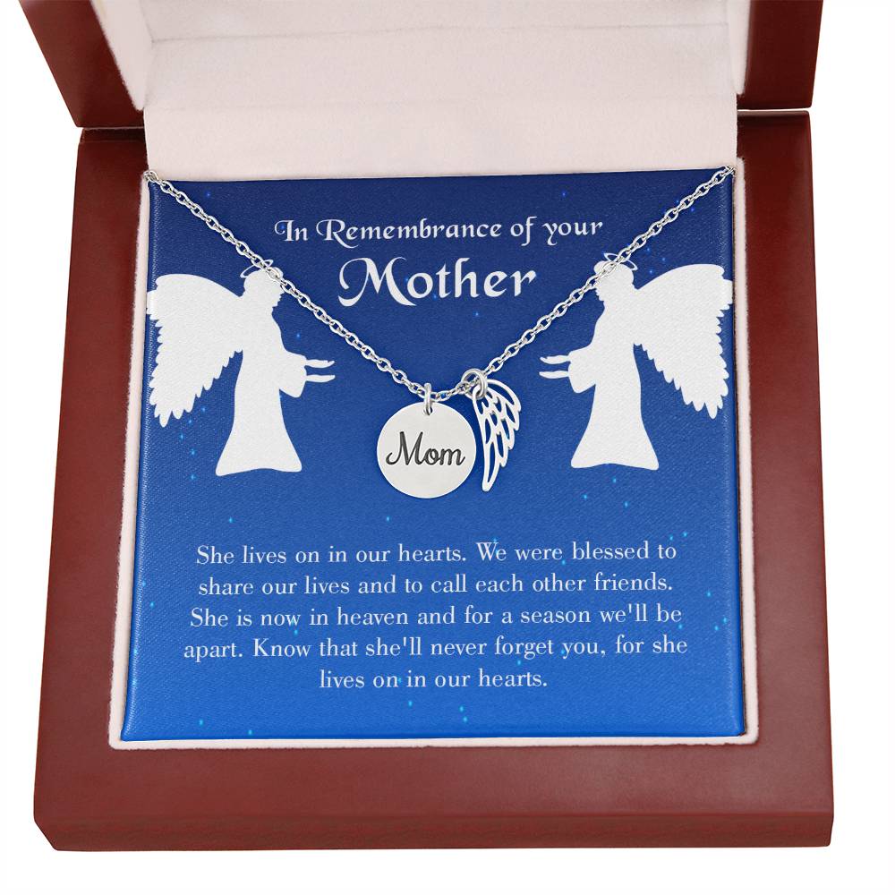 Shared Life Mom Remembrance Necklace Angel Wing Charm, Stainless Steel 18-22'' Chain-Express Your Love Gifts