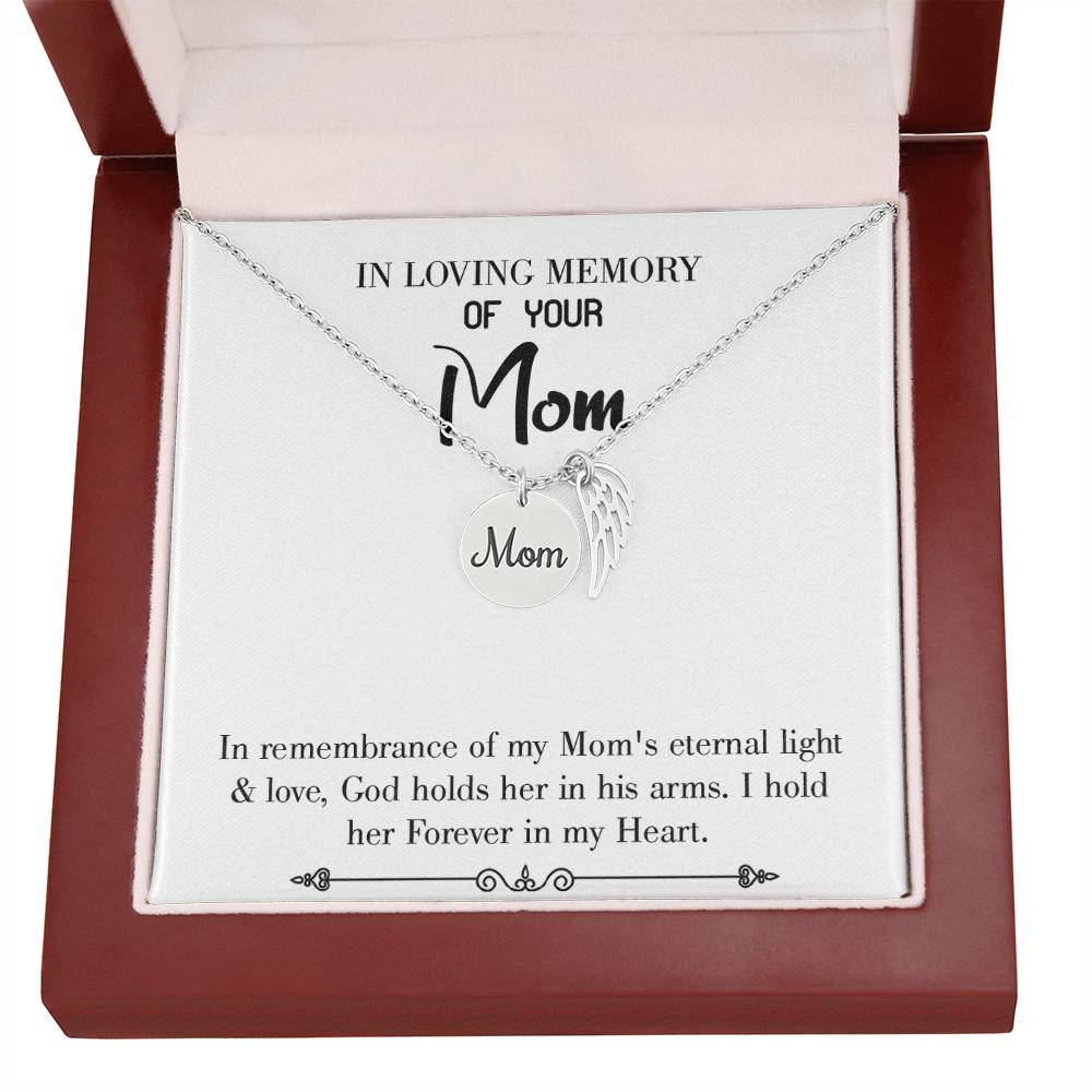 Mom'S Eternal Light White Mom Remembrance Necklace Angel Wing Charm, Stainless Steel 18-22'' Chain-Express Your Love Gifts