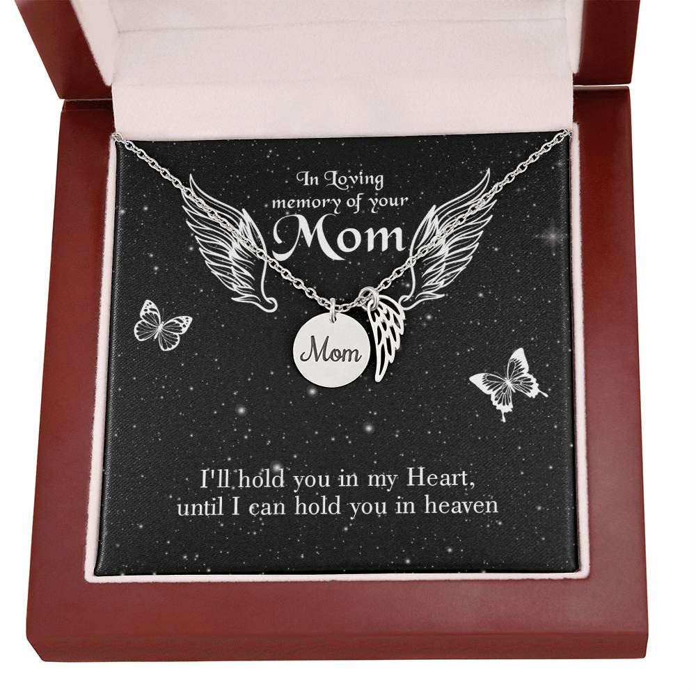 I'Ll Hold You Mom Remembrance Necklace Angel Wing Charm, Stainless Steel 18-22'' Chain-Express Your Love Gifts