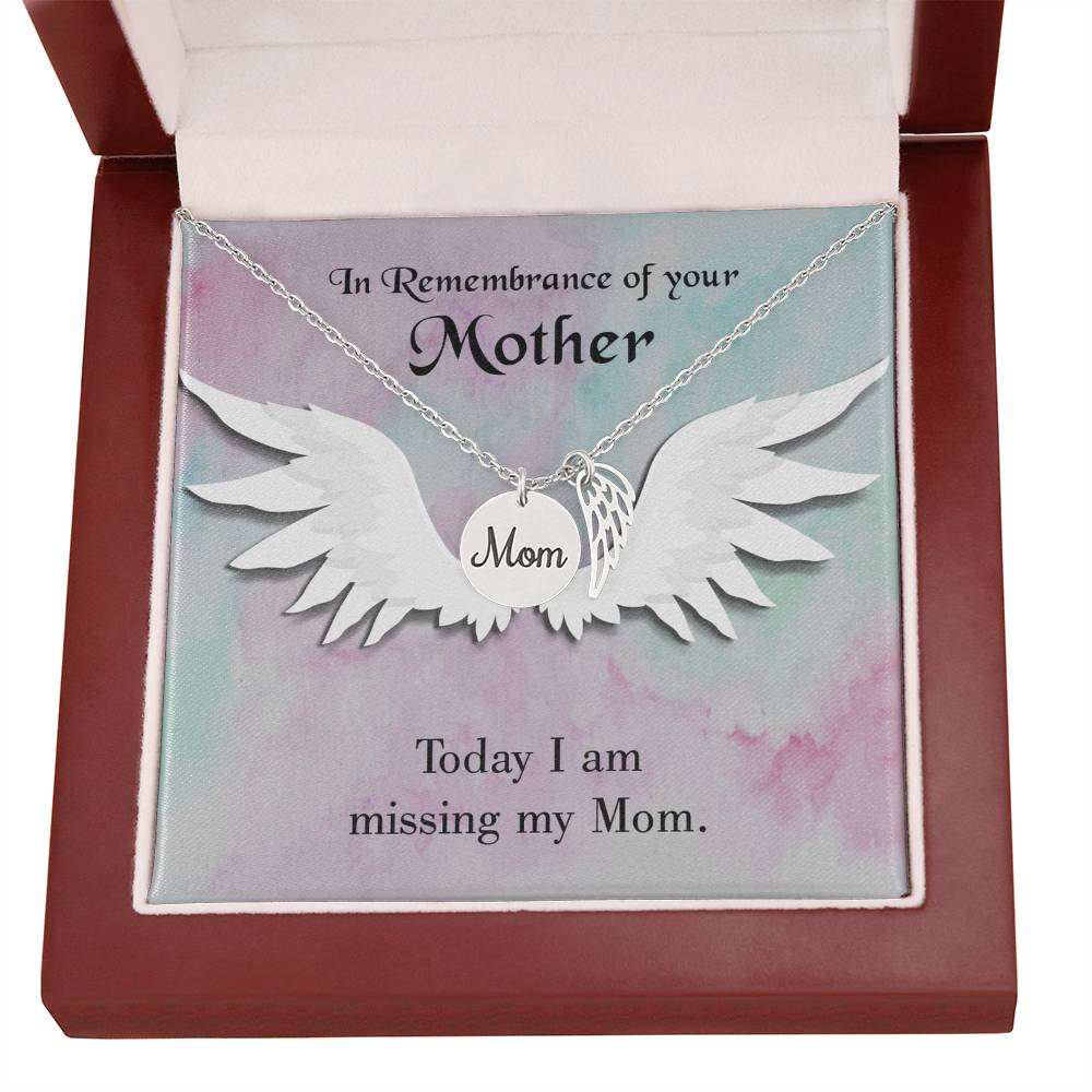 Missing My Mom Mom Remembrance Necklace Angel Wing Charm, Stainless Steel 18-22'' Chain-Express Your Love Gifts