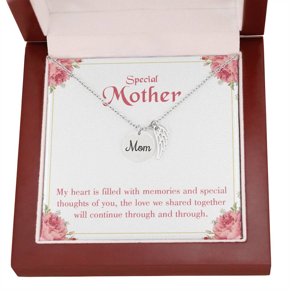 Special Mother Mom Remembrance Necklace Angel Wing Charm, Stainless Steel 18-22'' Chain-Express Your Love Gifts