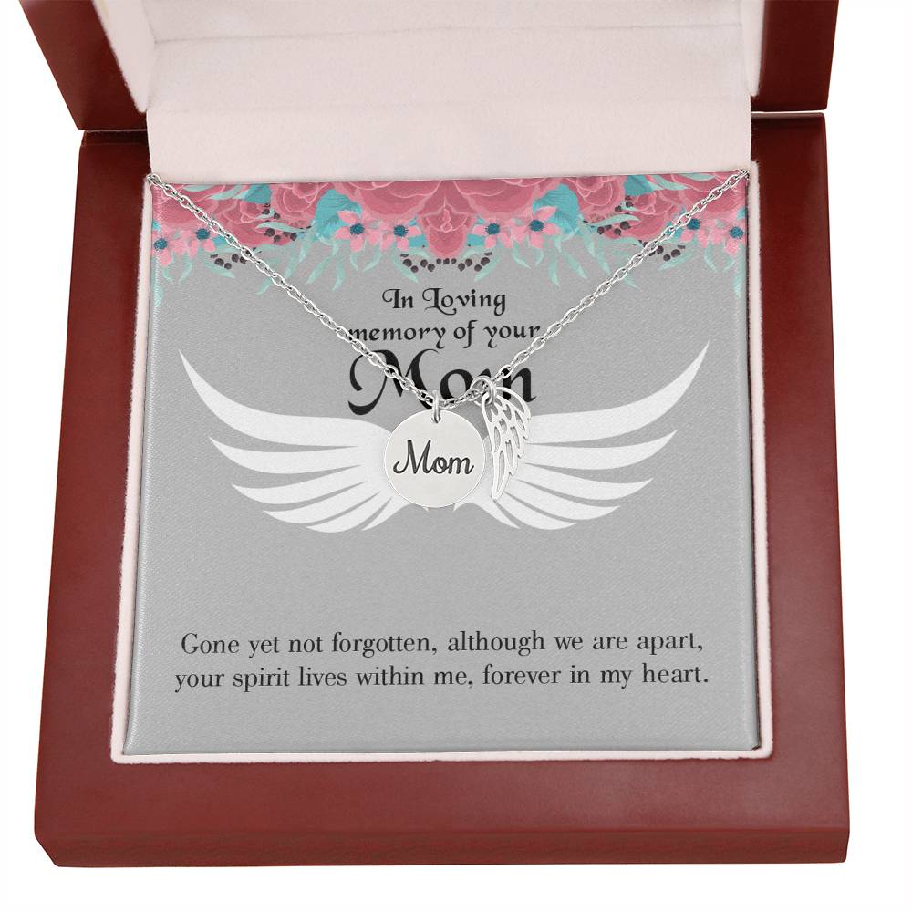 Gone Not Forgotten Mom Remembrance Necklace Angel Wing Charm, Stainless Steel 18-22'' Chain-Express Your Love Gifts