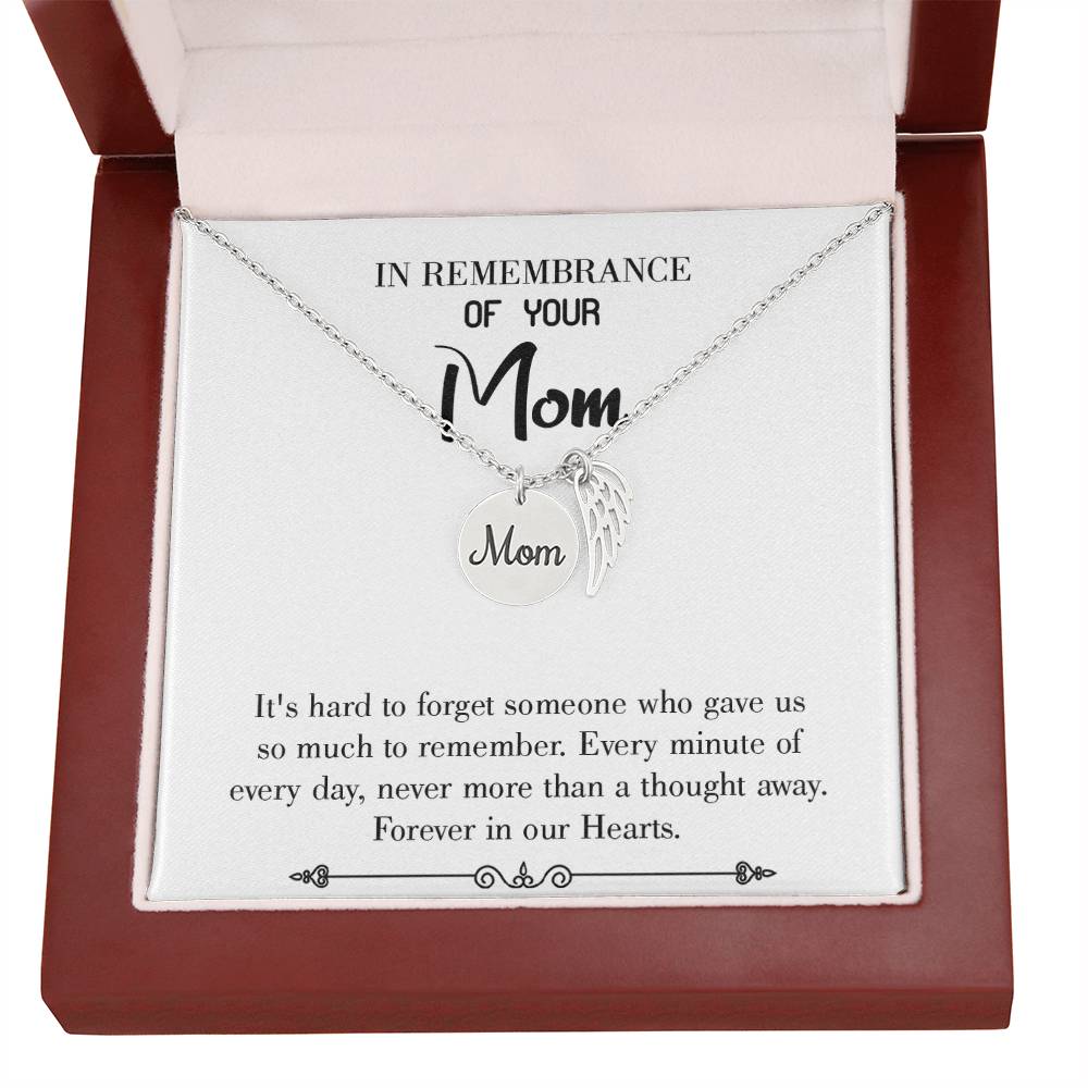 So Much To Remember White Mom Remembrance Necklace Angel Wing Charm, Stainless Steel 18-22'' Chain-Express Your Love Gifts