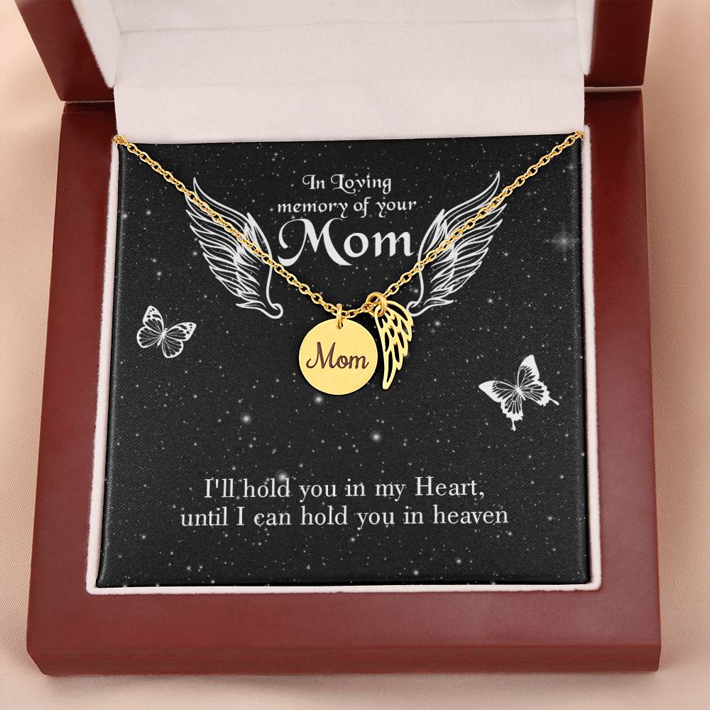 I'Ll Hold You Mom Remembrance Necklace Angel Wing Charm, Stainless Steel 18-22'' Chain-Express Your Love Gifts