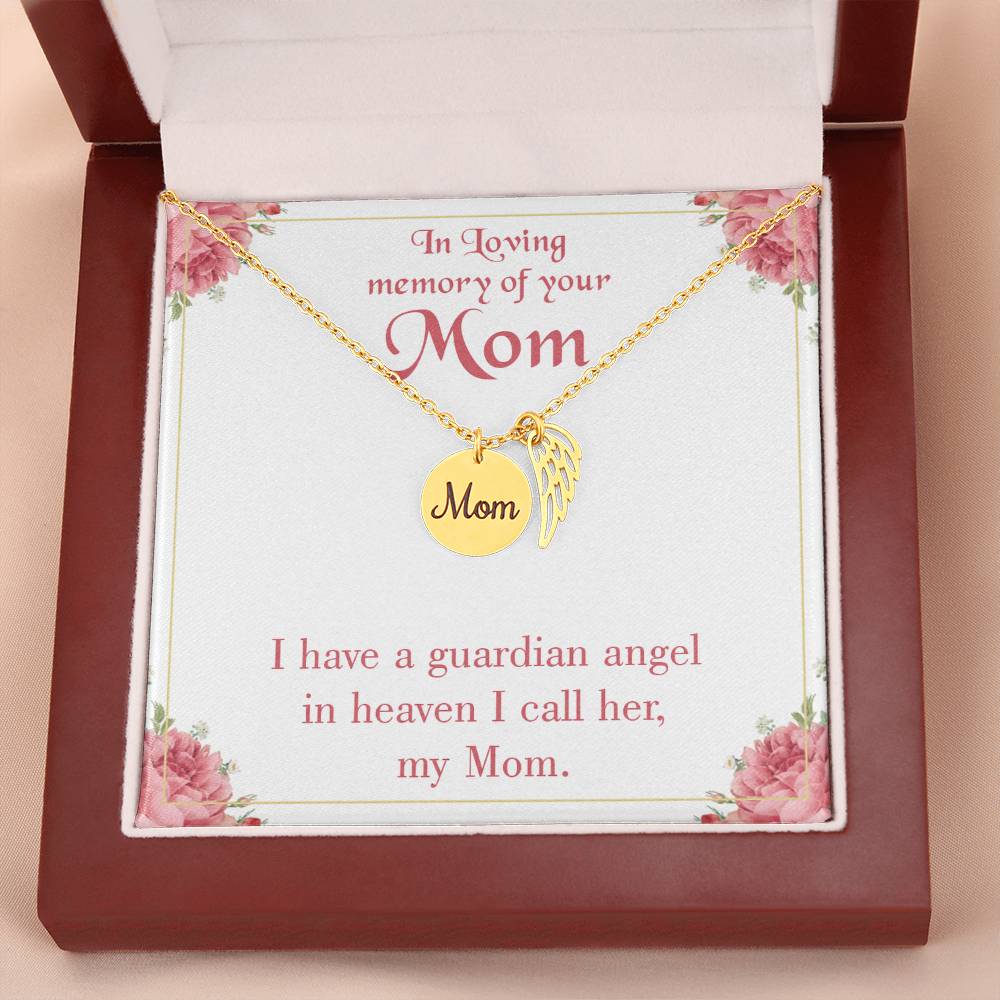 Guardian Angel Mom Mom Remembrance Necklace Angel Wing Charm, Stainless Steel 18-22'' Chain-Express Your Love Gifts