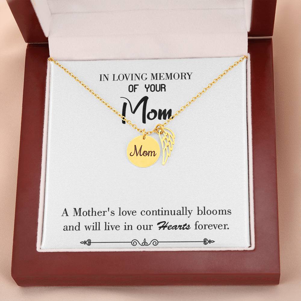 Mother'S Love Blooms White Mom Remembrance Necklace Angel Wing Charm, Stainless Steel 18-22'' Chain-Express Your Love Gifts