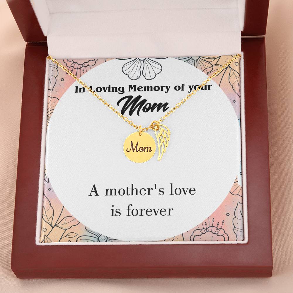 Mother'S Love Is Forever Mom Remembrance Necklace Angel Wing Charm, Stainless Steel 18-22'' Chain-Express Your Love Gifts