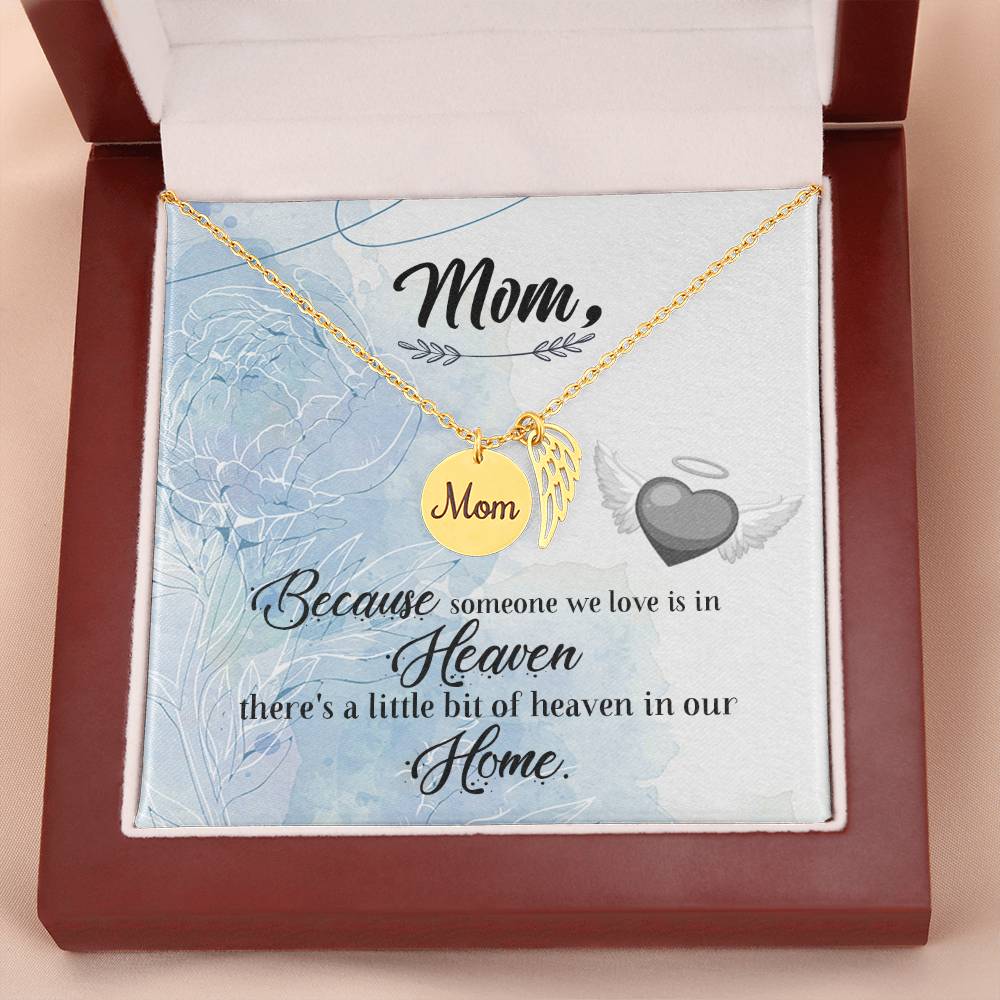 Because Someone We Love Mom Remembrance Necklace Angel Wing Charm, Stainless Steel 18-22'' Chain-Express Your Love Gifts