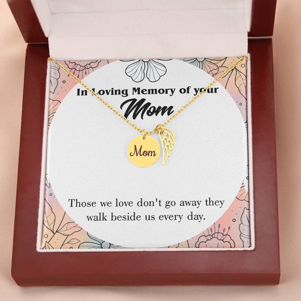 Those We Love Mom Remembrance Necklace Angel Wing Charm, Stainless Steel 18-22'' Chain-Express Your Love Gifts