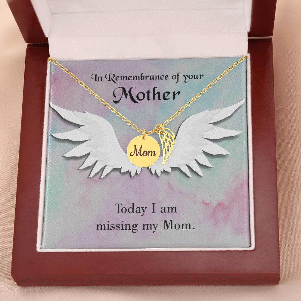 Missing My Mom Mom Remembrance Necklace Angel Wing Charm, Stainless Steel 18-22'' Chain-Express Your Love Gifts