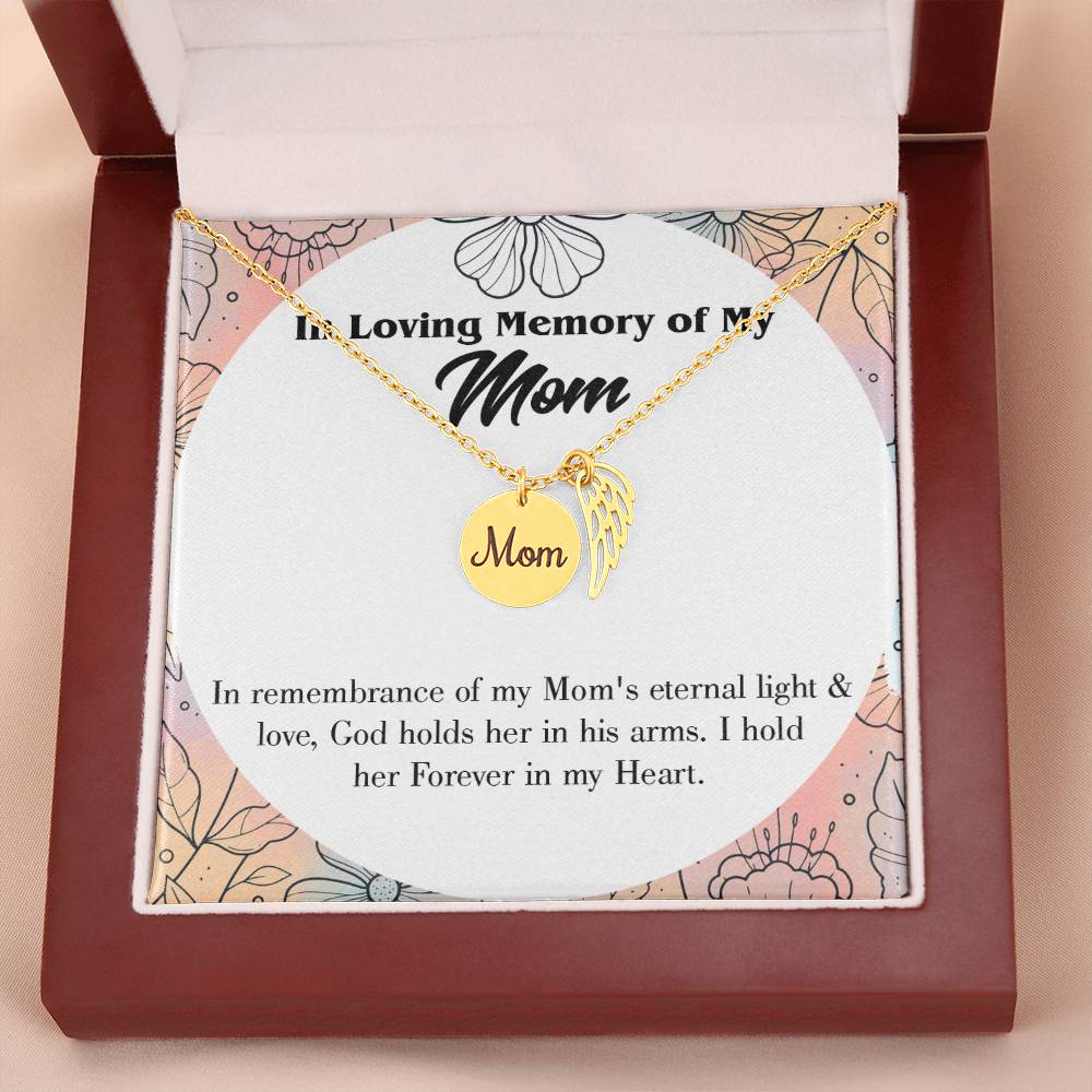 Eternal Light And Love Mom Remembrance Necklace Angel Wing Charm, Stainless Steel 18-22'' Chain-Express Your Love Gifts