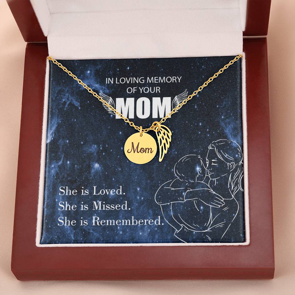 You Are Loved Mom Remembrance Necklace Angel Wing Charm, Stainless Steel 18-22'' Chain-Express Your Love Gifts