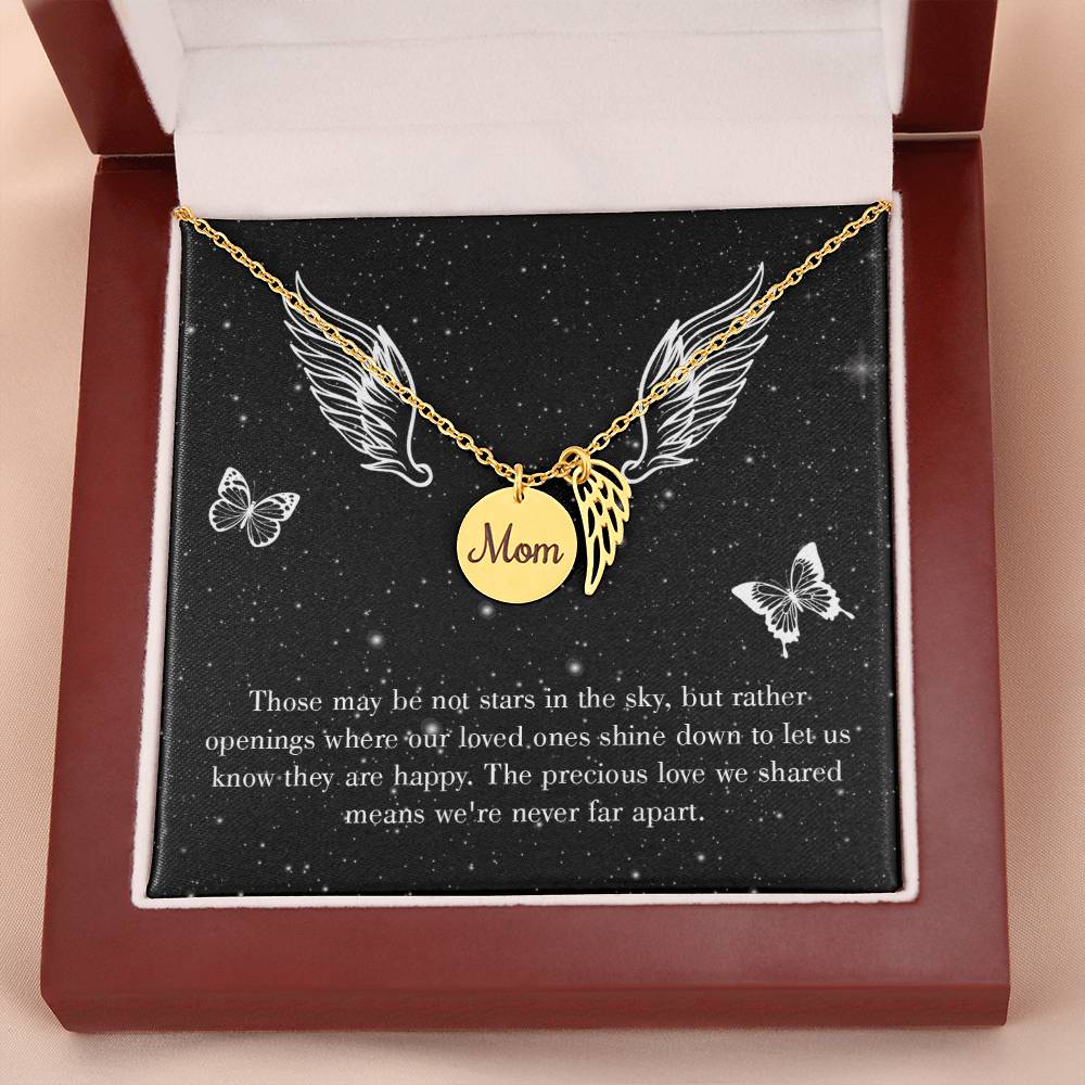 Stars In The Sky Mom Remembrance Necklace Angel Wing Charm, Stainless Steel 18-22'' Chain-Express Your Love Gifts