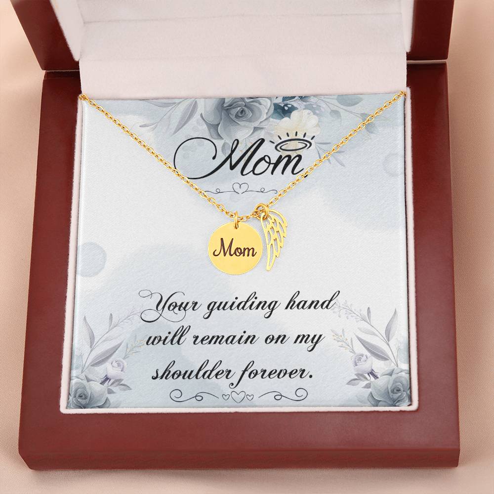 Your Guiding Hand Mom Remembrance Necklace Angel Wing Charm, Stainless Steel 18-22'' Chain-Express Your Love Gifts