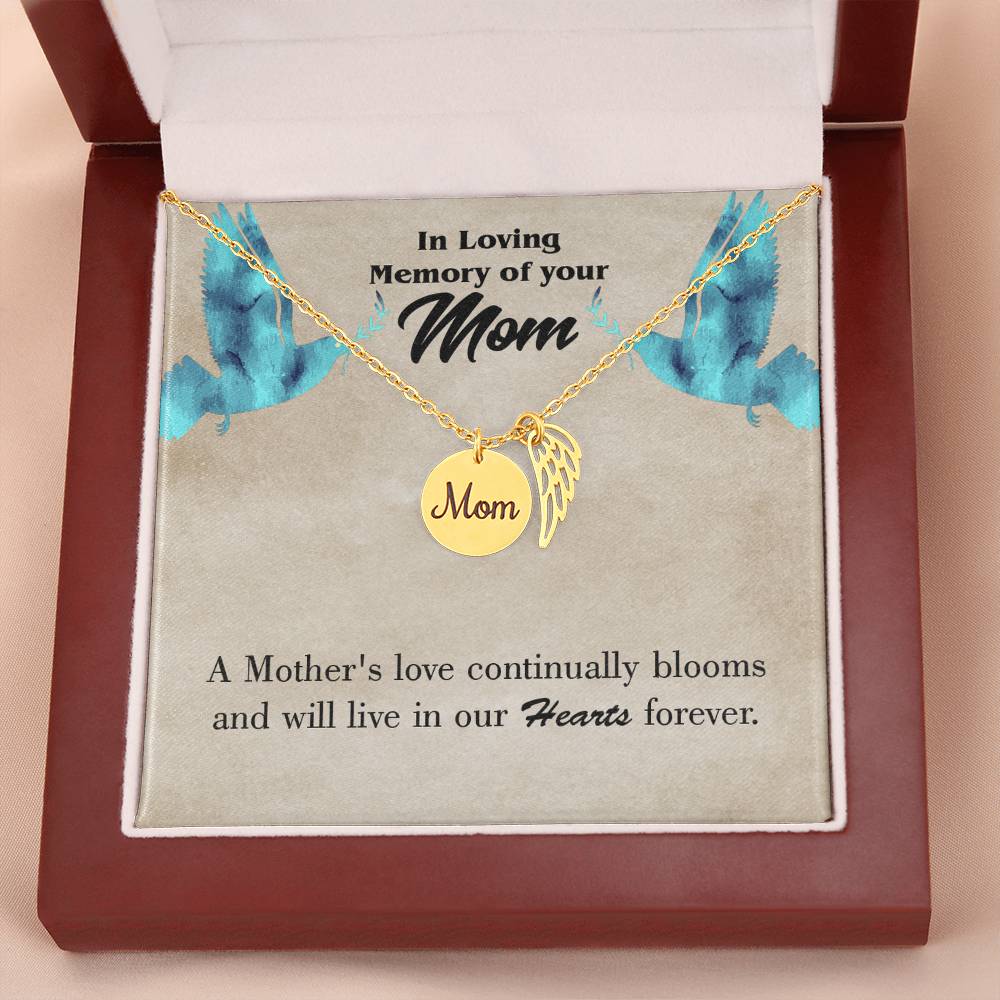 Mother'S Love Blooms Mom Remembrance Necklace Angel Wing Charm, Stainless Steel 18-22'' Chain-Express Your Love Gifts