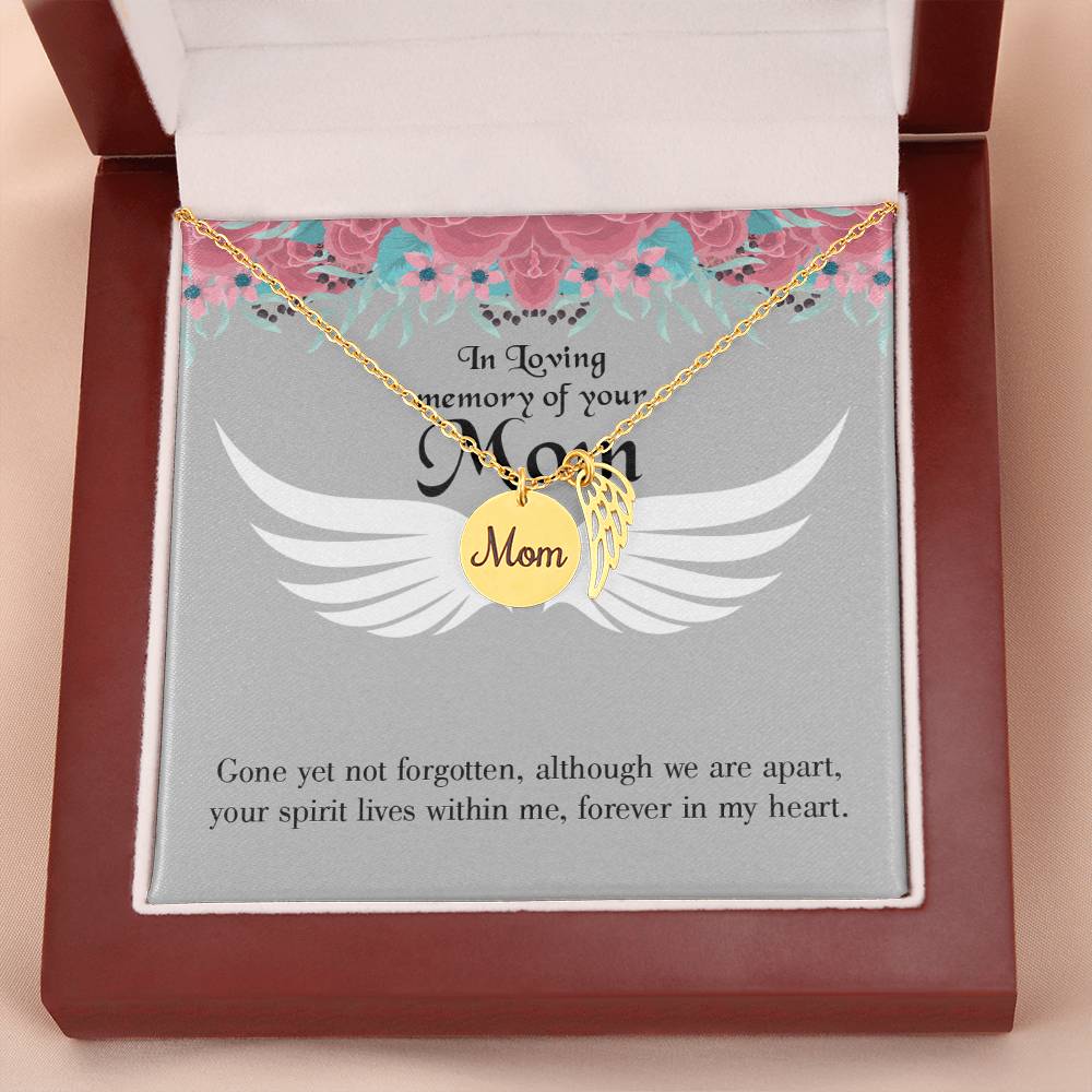 Gone Not Forgotten Mom Remembrance Necklace Angel Wing Charm, Stainless Steel 18-22'' Chain-Express Your Love Gifts