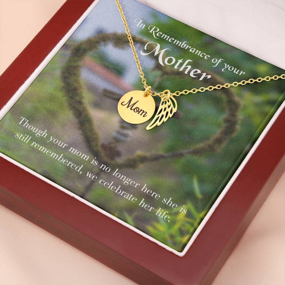 Mom No Longer Here Mom Remembrance Necklace Angel Wing Charm, Stainless Steel 18-22'' Chain-Express Your Love Gifts