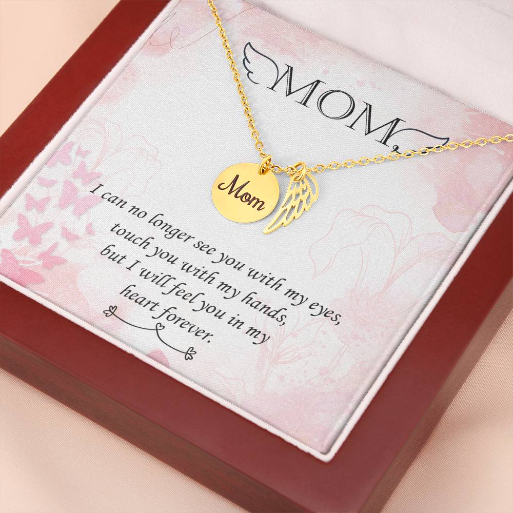 I Can No Longer Mom Remembrance Necklace Angel Wing Charm, Stainless Steel 18-22'' Chain-Express Your Love Gifts