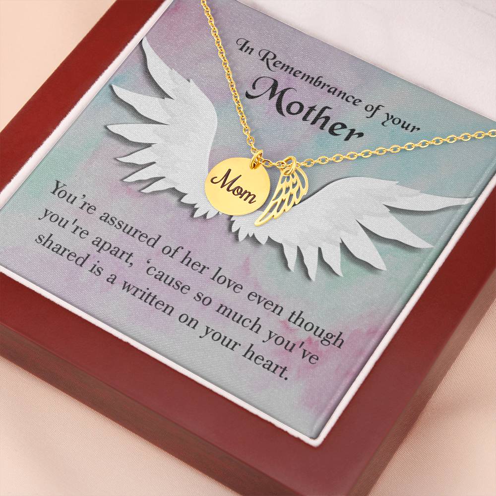 We Are Apart Mom Remembrance Necklace Angel Wing Charm, Stainless Steel 18-22'' Chain-Express Your Love Gifts