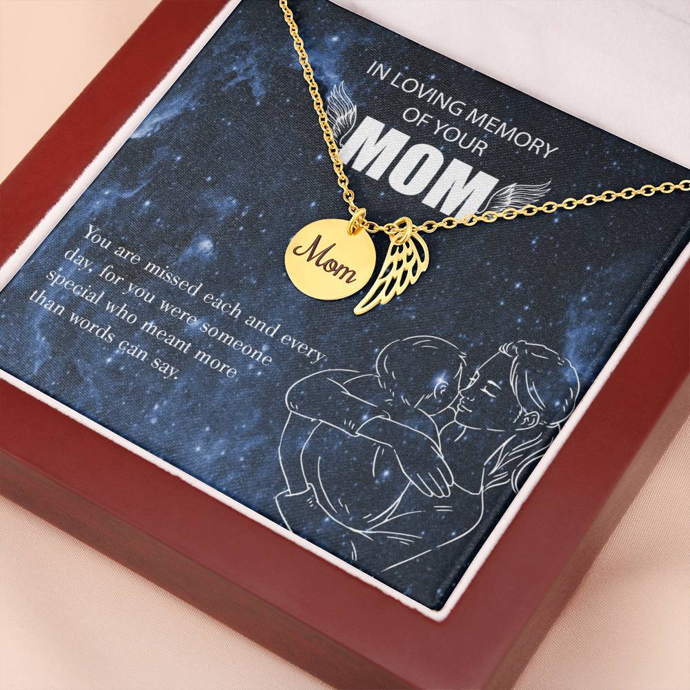 You Are Missed Mom Remembrance Necklace Angel Wing Charm, Stainless Steel 18-22'' Chain-Express Your Love Gifts