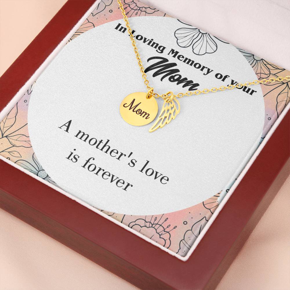 Mother'S Love Is Forever Mom Remembrance Necklace Angel Wing Charm, Stainless Steel 18-22'' Chain-Express Your Love Gifts