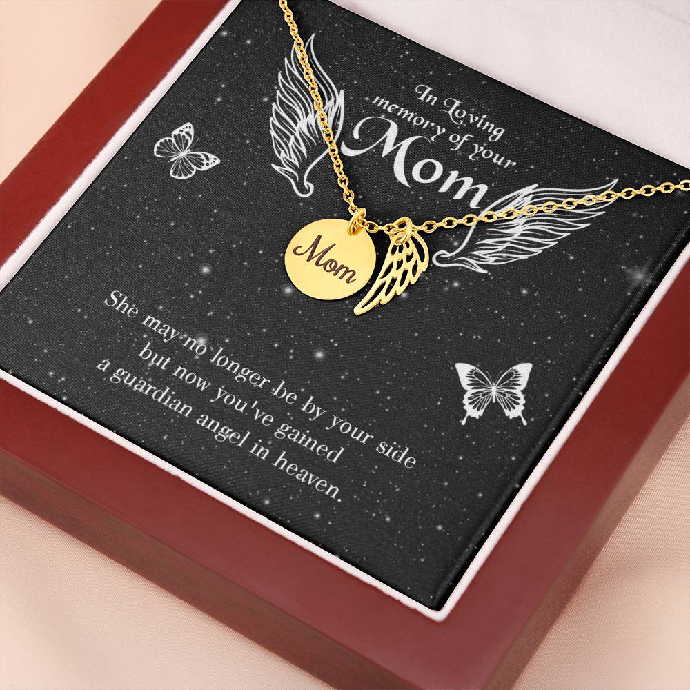 Guardian Angel Mom Remembrance Necklace Angel Wing Charm, Stainless Steel 18-22'' Chain-Express Your Love Gifts