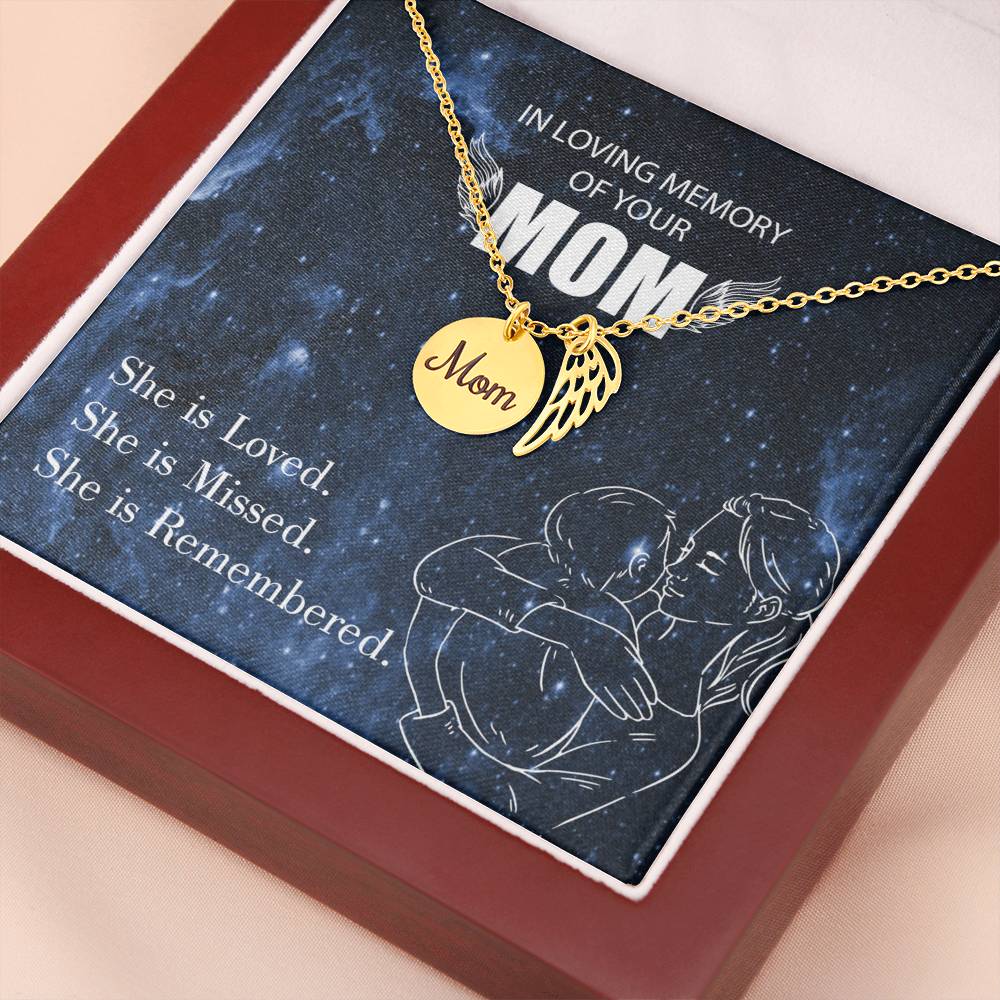 You Are Loved Mom Remembrance Necklace Angel Wing Charm, Stainless Steel 18-22'' Chain-Express Your Love Gifts