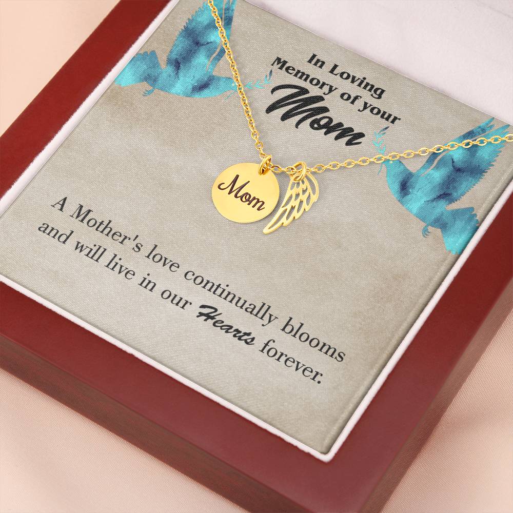 Mother'S Love Blooms Mom Remembrance Necklace Angel Wing Charm, Stainless Steel 18-22'' Chain-Express Your Love Gifts