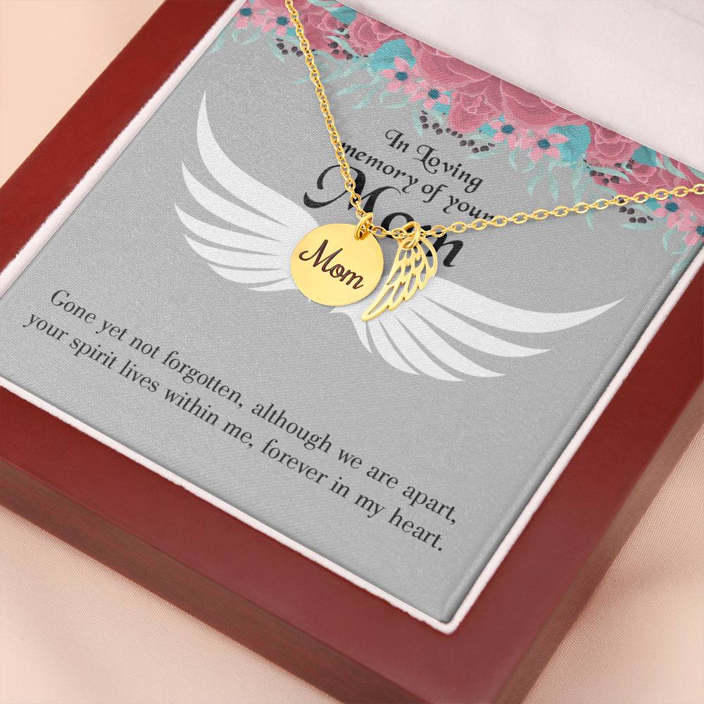 Gone Not Forgotten Mom Remembrance Necklace Angel Wing Charm, Stainless Steel 18-22'' Chain-Express Your Love Gifts