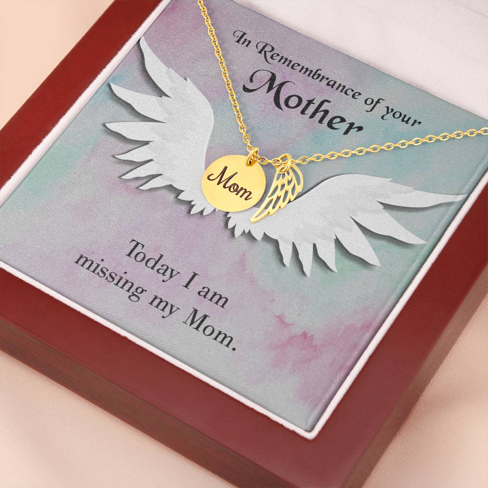 Missing My Mom Mom Remembrance Necklace Angel Wing Charm, Stainless Steel 18-22'' Chain-Express Your Love Gifts