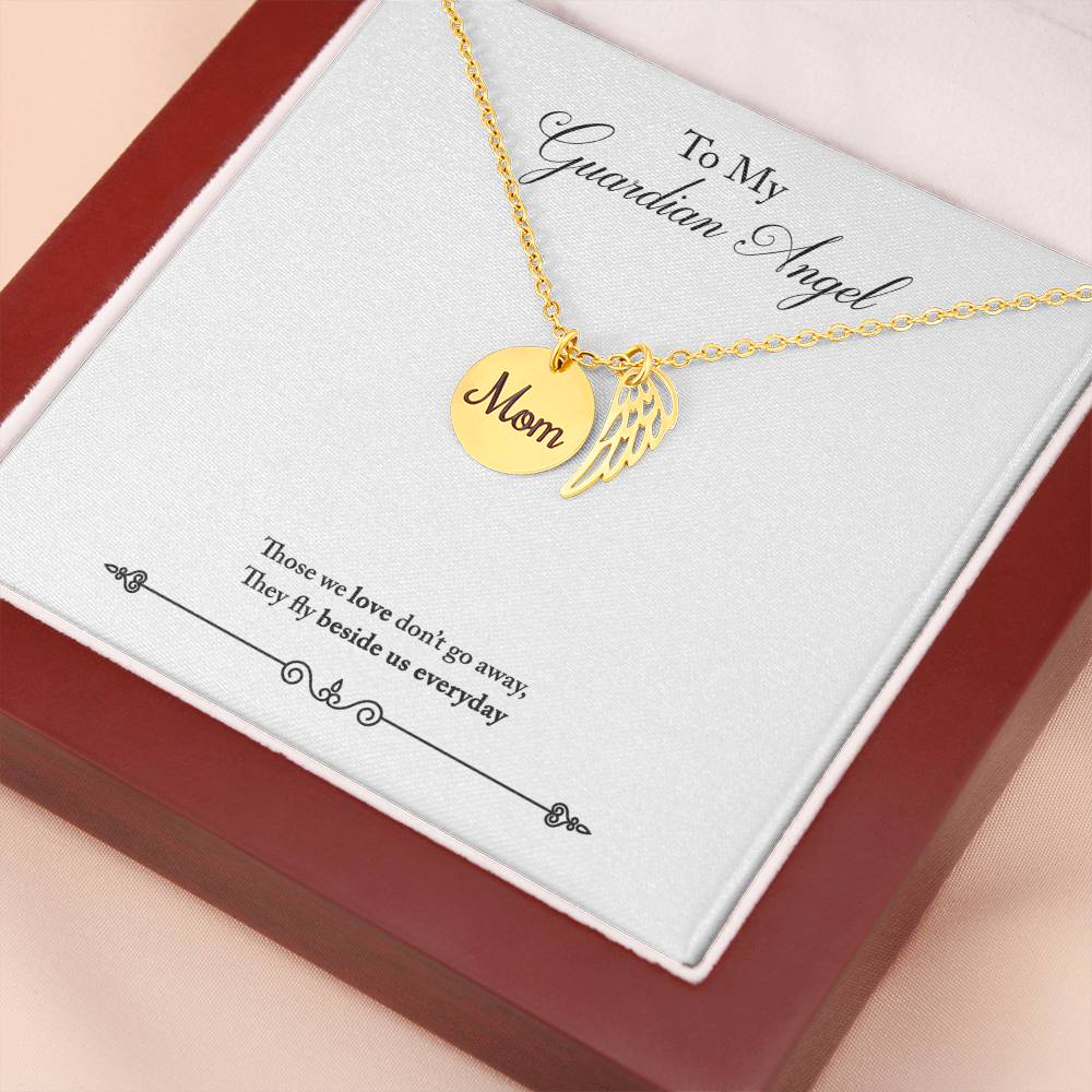 Guardian Angel Remembrance Mom Remembrance Necklace Angel Wing Charm, Stainless Steel 18-22'' Chain-Express Your Love Gifts