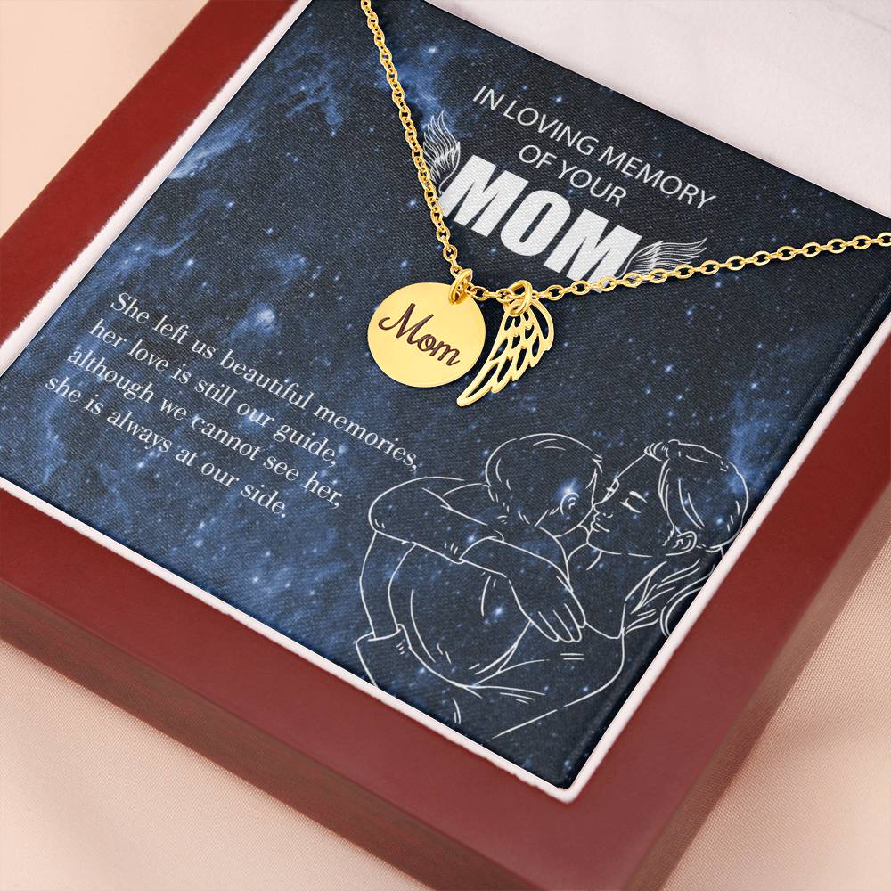 Mom'S Love Our Guide Mom Remembrance Necklace Angel Wing Charm, Stainless Steel 18-22'' Chain-Express Your Love Gifts